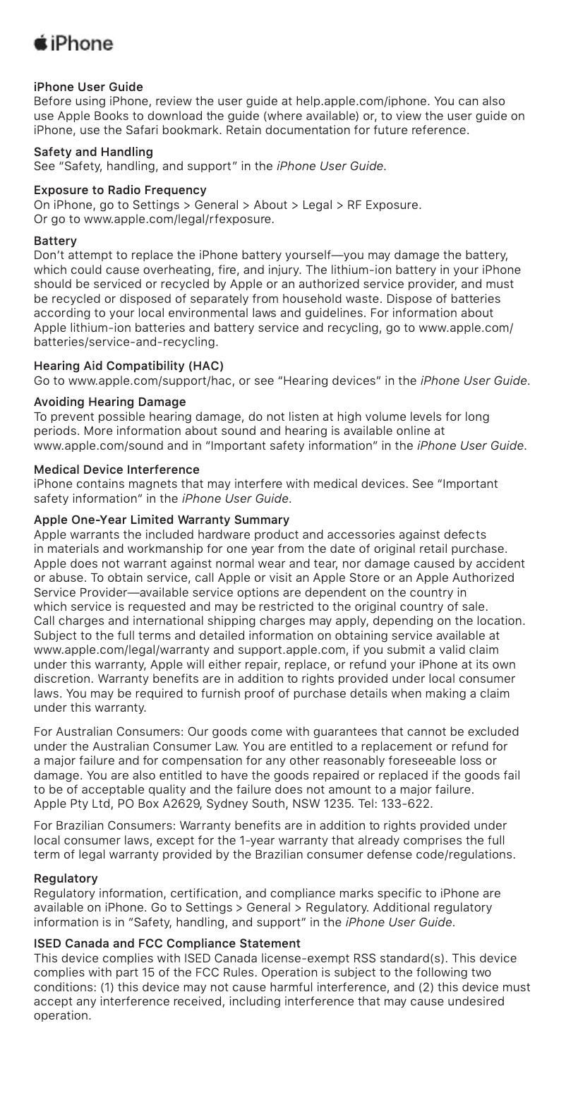 Page 1 de la notice Brochure Apple iPhone XS Max