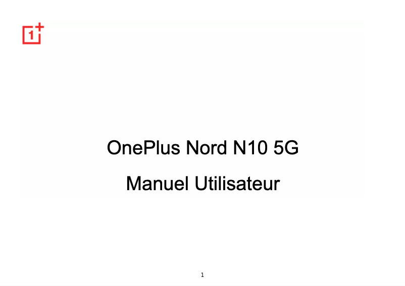Page 1 de la notice Manuel utilisateur OnePlus Nord N10 5G
