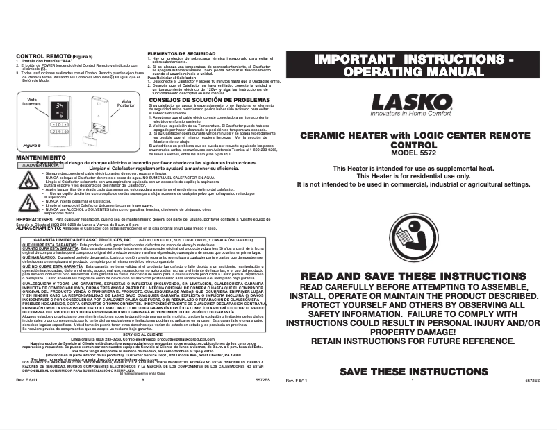 Image de la première page du manuel de l'appareil 5572