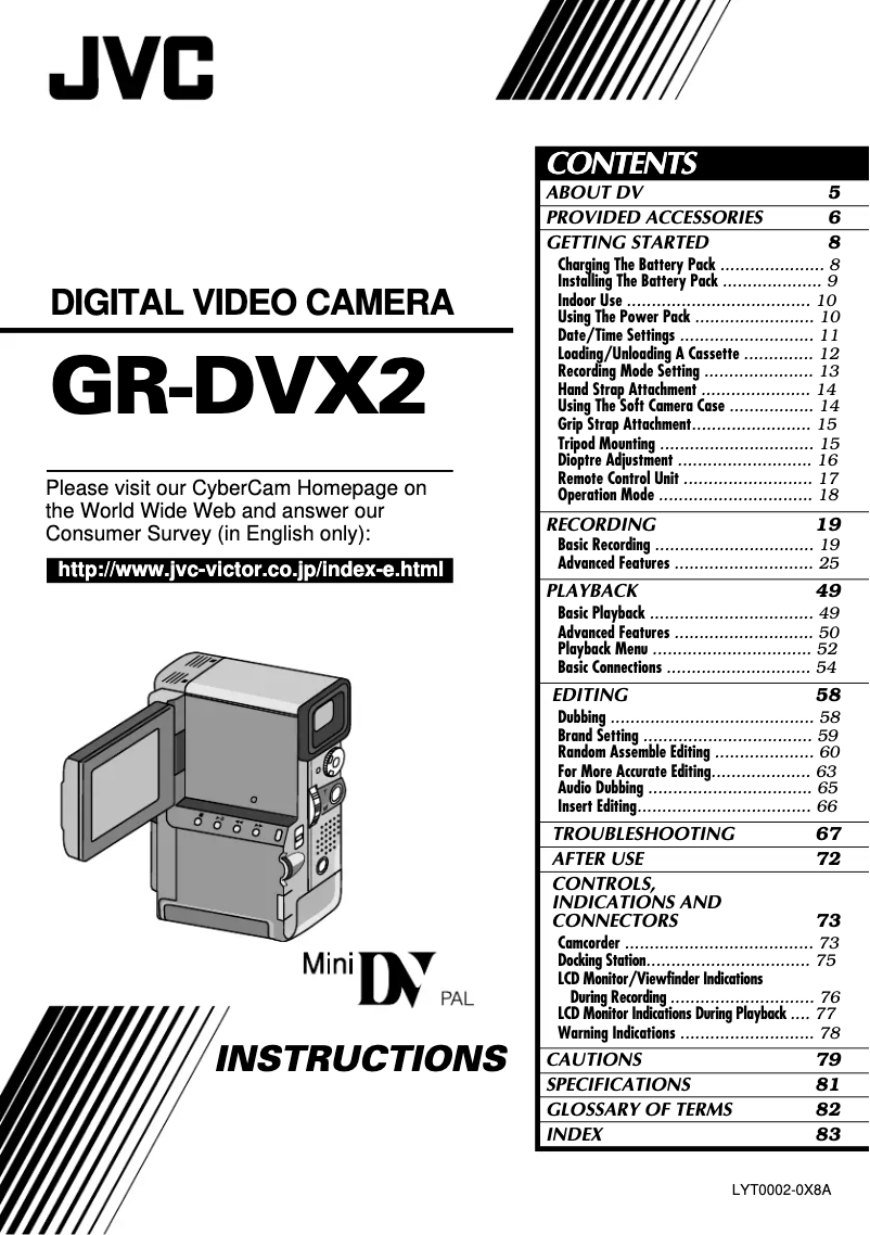 Page n°1 - Manuel utilisateur JVC GR-DVX2