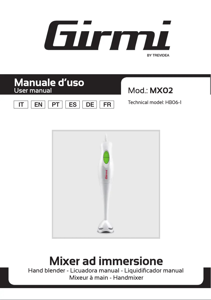 Page 1 de la notice Manuel utilisateur Girmi MX02