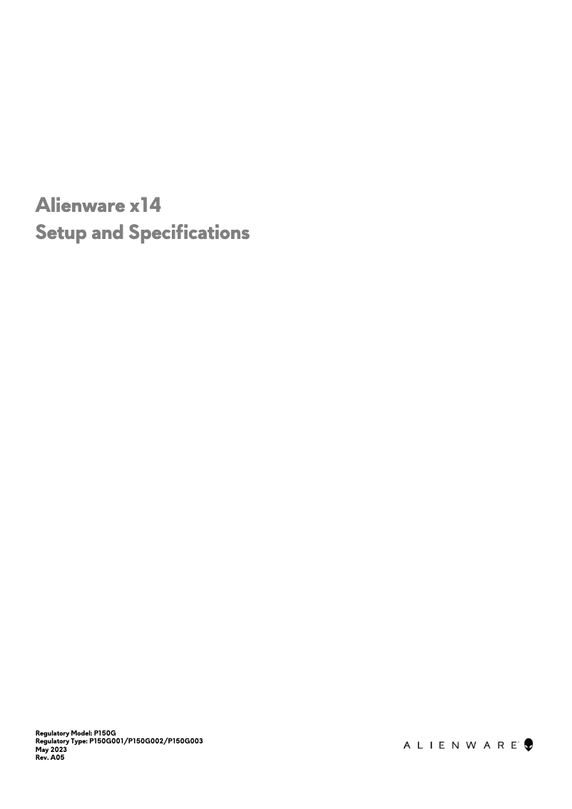 Page 1 de la notice Guide d'installation Alienware x14