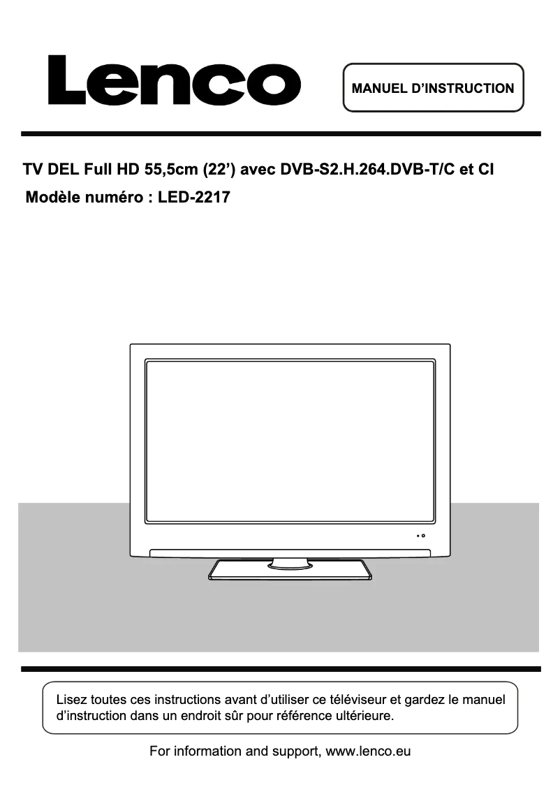 Page 1 de la notice Manuel utilisateur Lenco LED-2217
