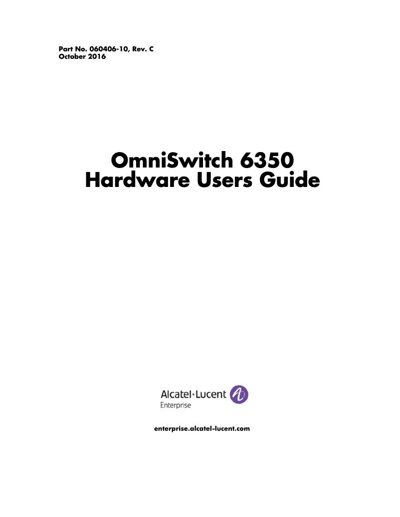 Page n°1 - Manuel utilisateur Alcatel OmniSwitch 6350