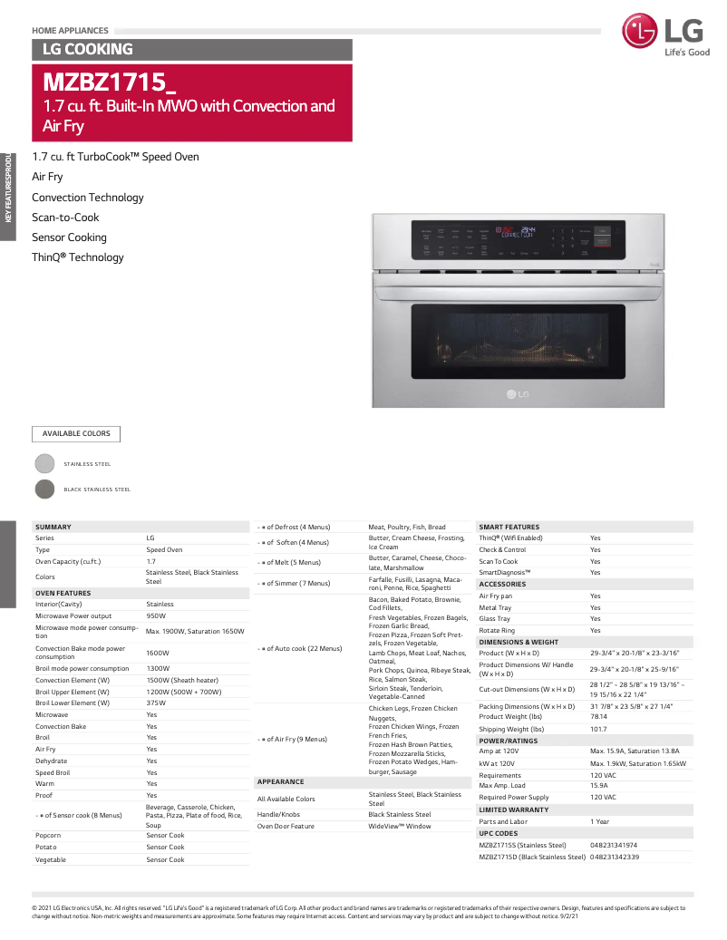 Image de la première page du manuel de l'appareil MZBZ1715D