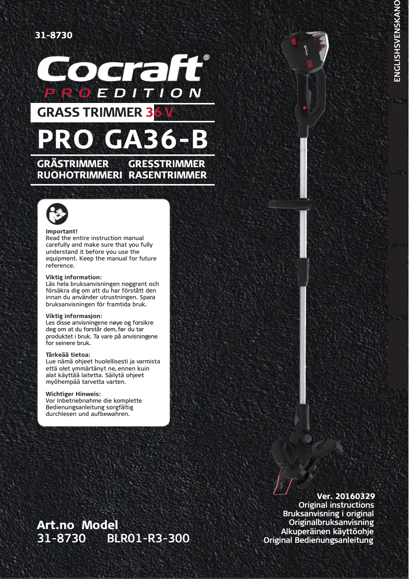 Page 1 de la notice Manuel utilisateur Cocraft PRO Edition GA36-B