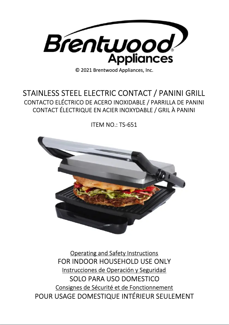 Page 1 de la notice Manuel utilisateur Brentwood TS-651