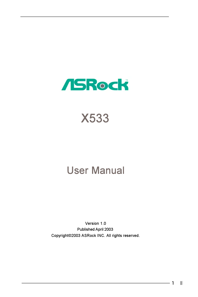 Image de la première page du manuel de l'appareil X533