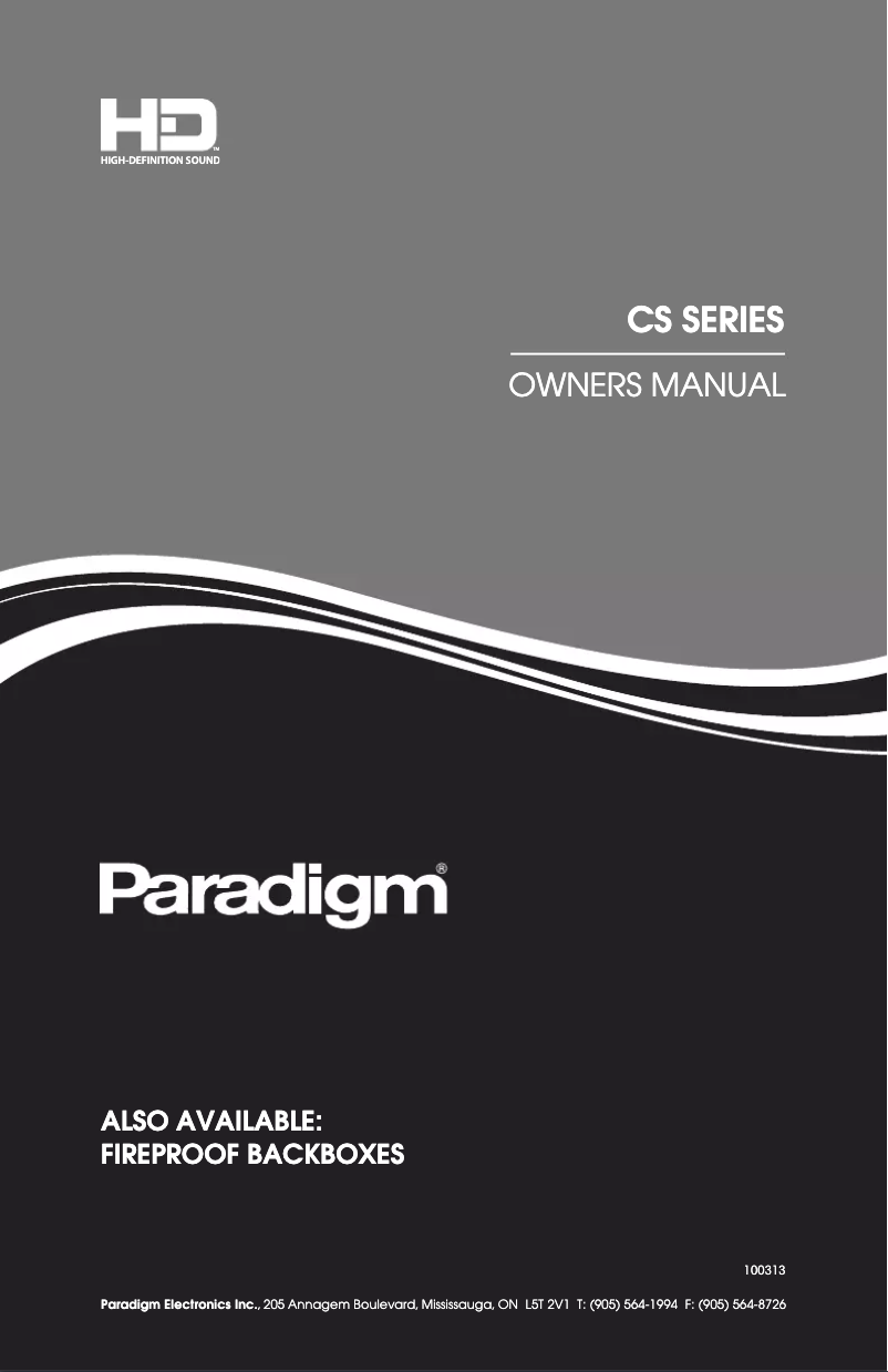 Page 1 de la notice Manuel utilisateur Paradigm CS-50R