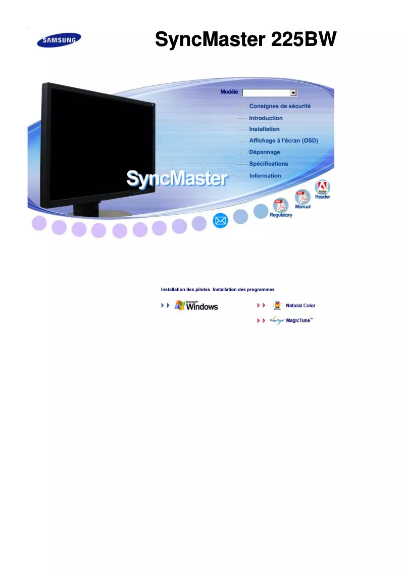 Image de la première page du manuel de l'appareil SyncMaster 225BW