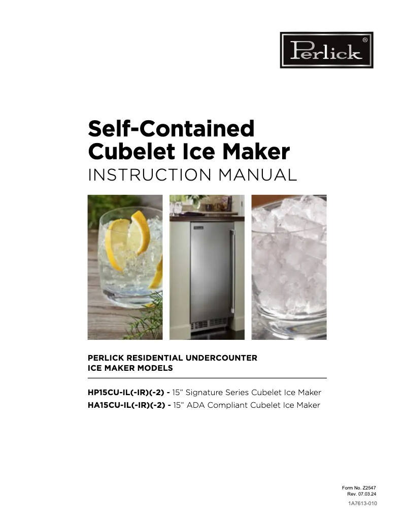 Page n°1 - Fiche technique Perlick HP24RO-4-5