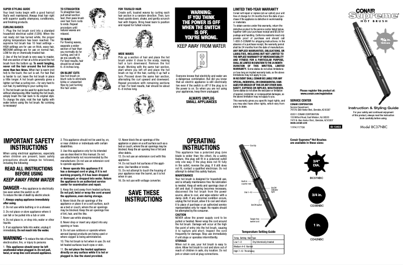 Página 1 del manual Manual de usuario Conair BC37N