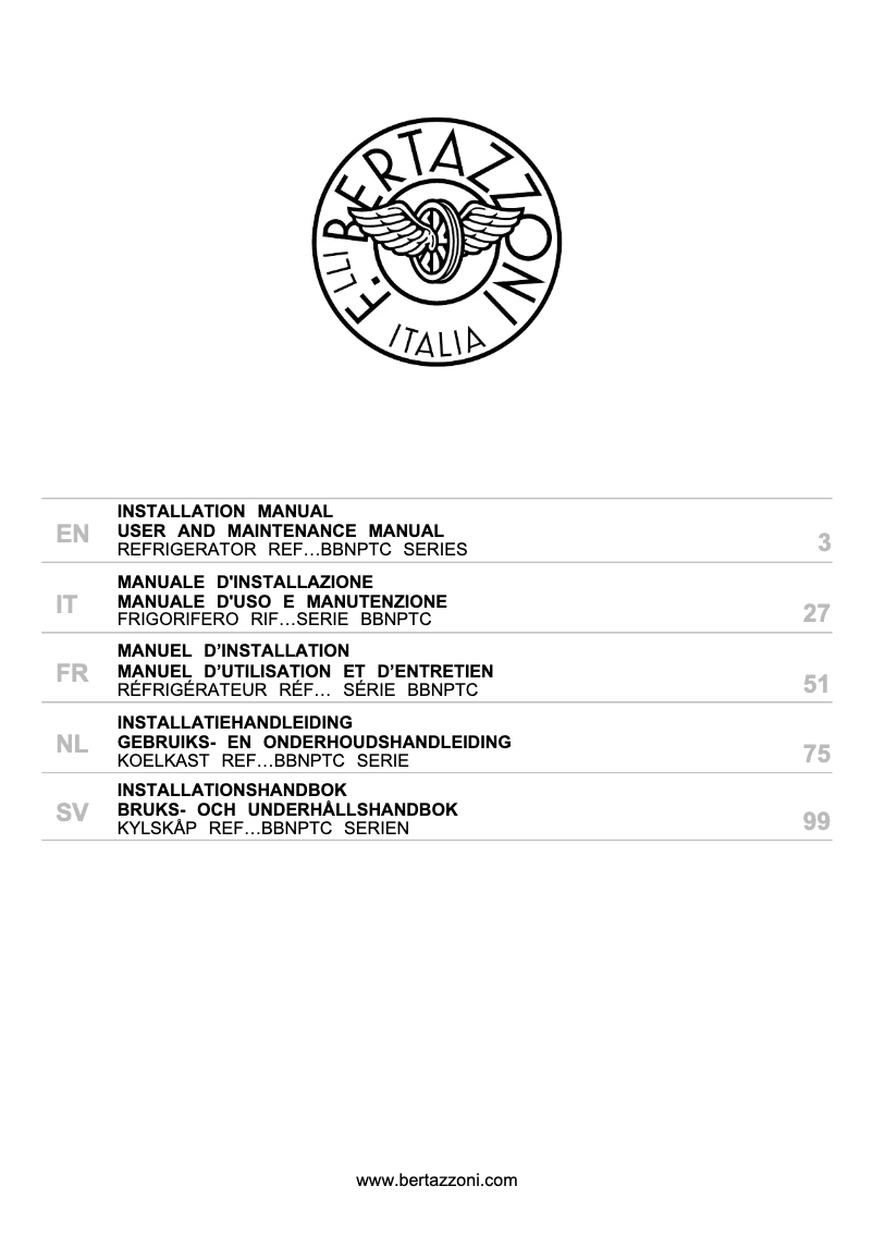 Page n°1 - Manuel utilisateur Bertazzoni REF603BBNPTC-S
