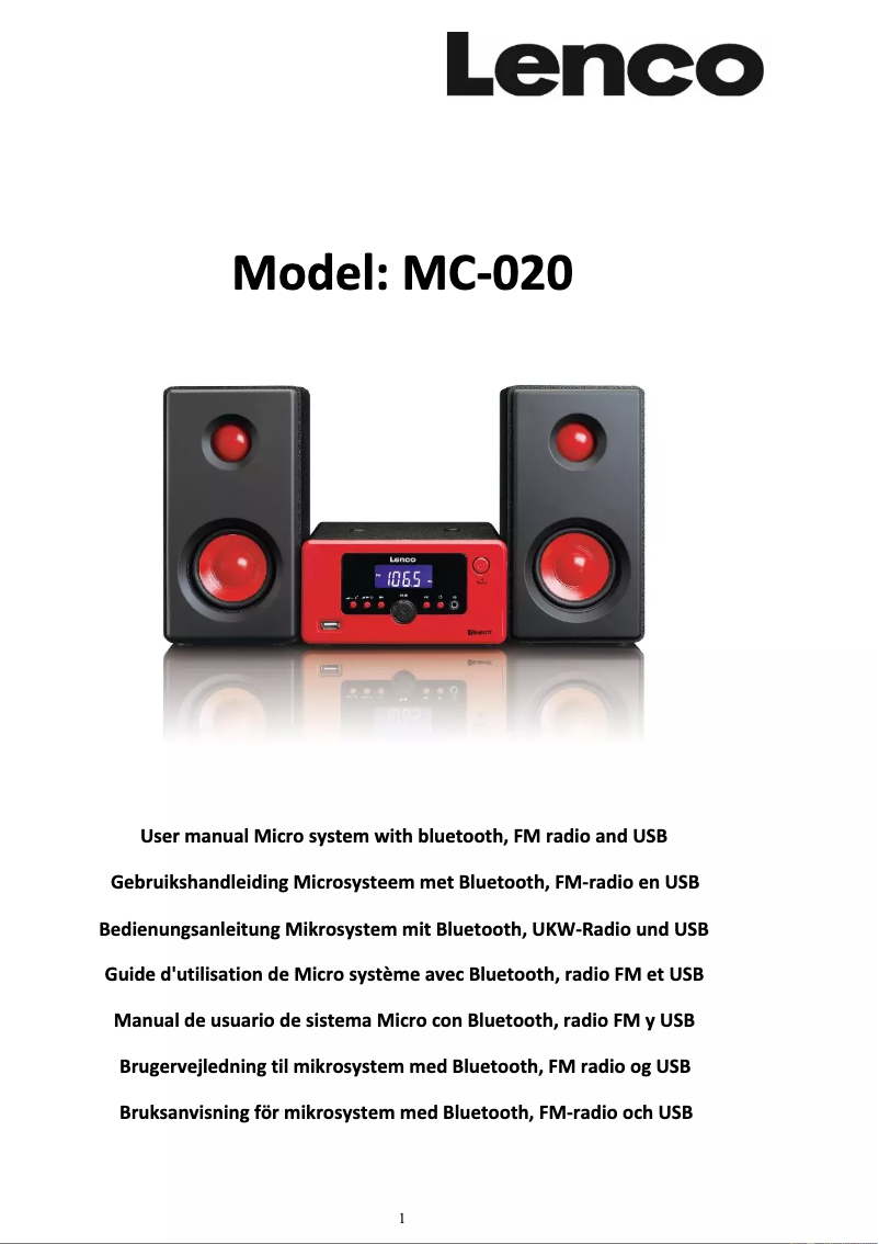 Page n°1 - Manuel utilisateur Lenco MC-020