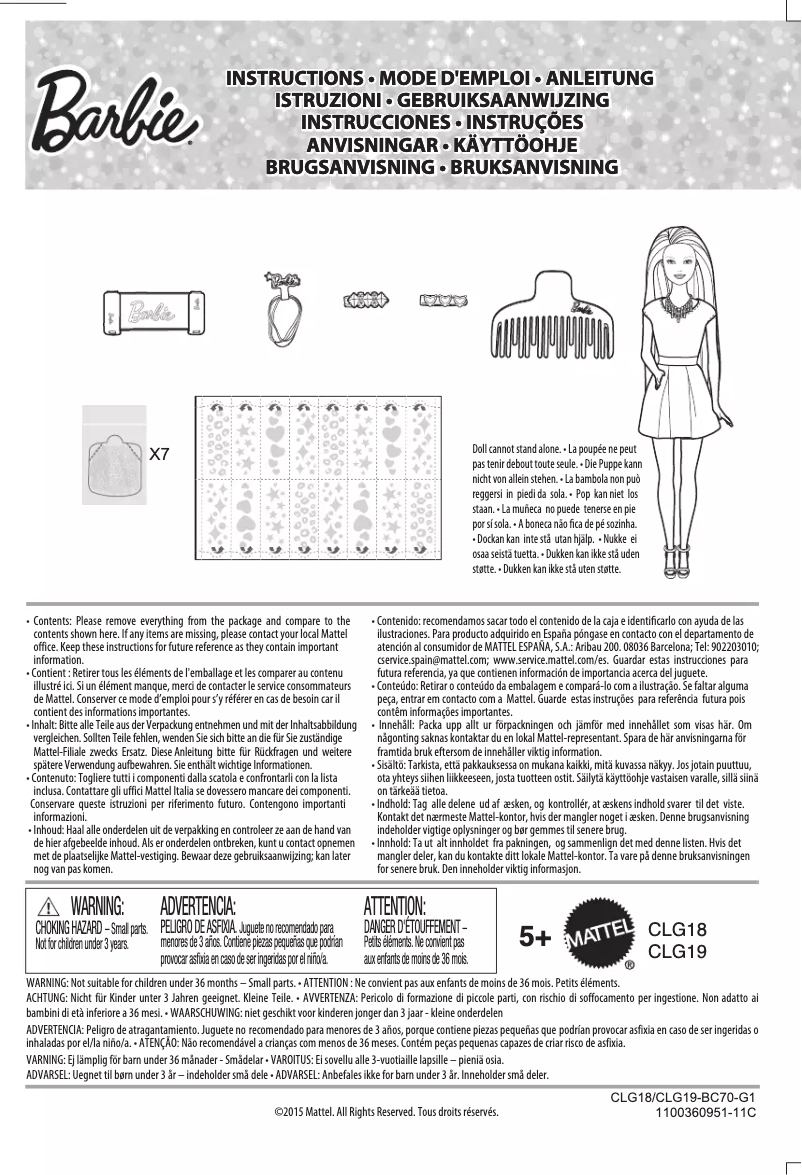 Page n°1 - Manuel utilisateur Mattel Barbie Glitter Hair