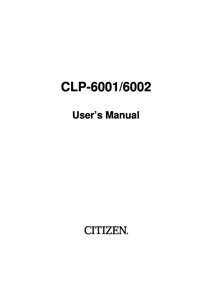 Page n°1 - Manuel utilisateur Citizen CLP-6001