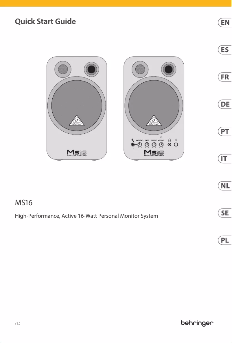 Page n°1 - Guide de démarrage rapide Behringer MS16