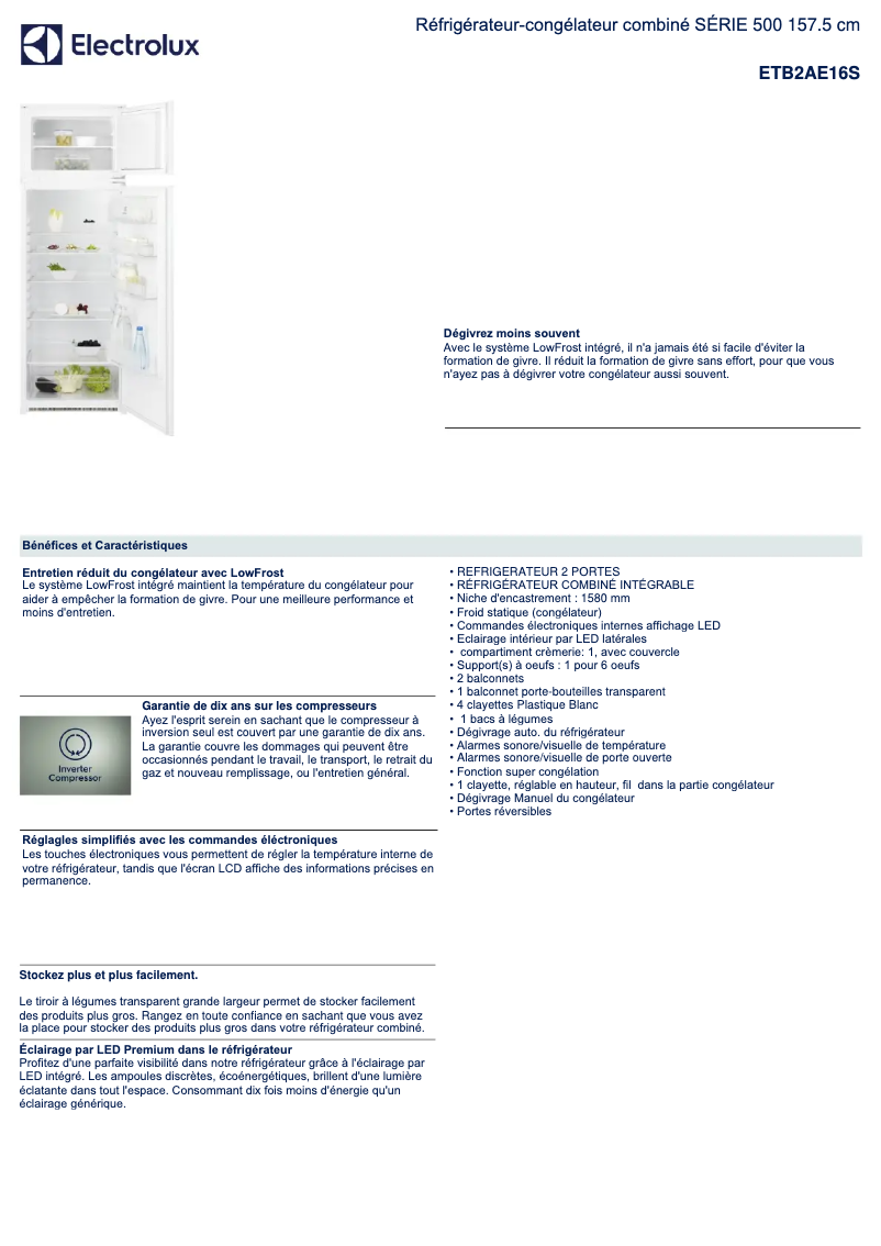 Page n°1 - Fiche technique Electrolux ETB2AE16S