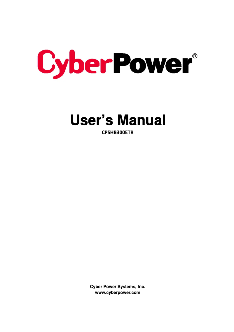 Page 1 de la notice Manuel utilisateur CyberPower CPSHB300ETR