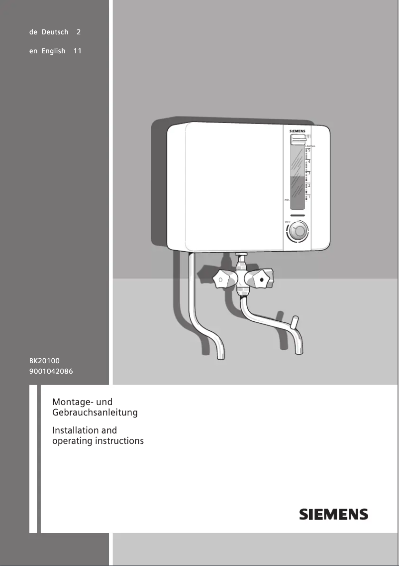Page n°1 - Manuel utilisateur Siemens BK20100