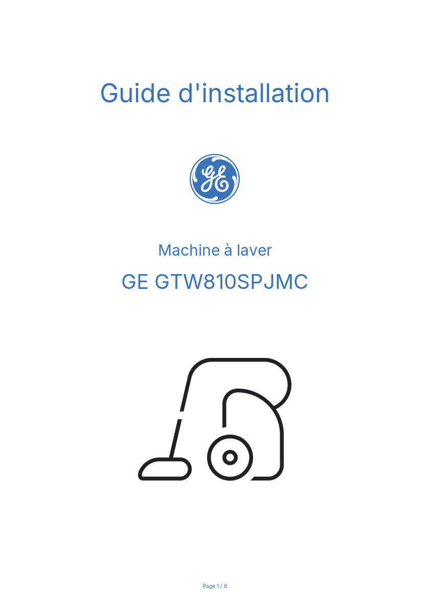 Image de la première page du manuel de l'appareil GTW810SPJMC
