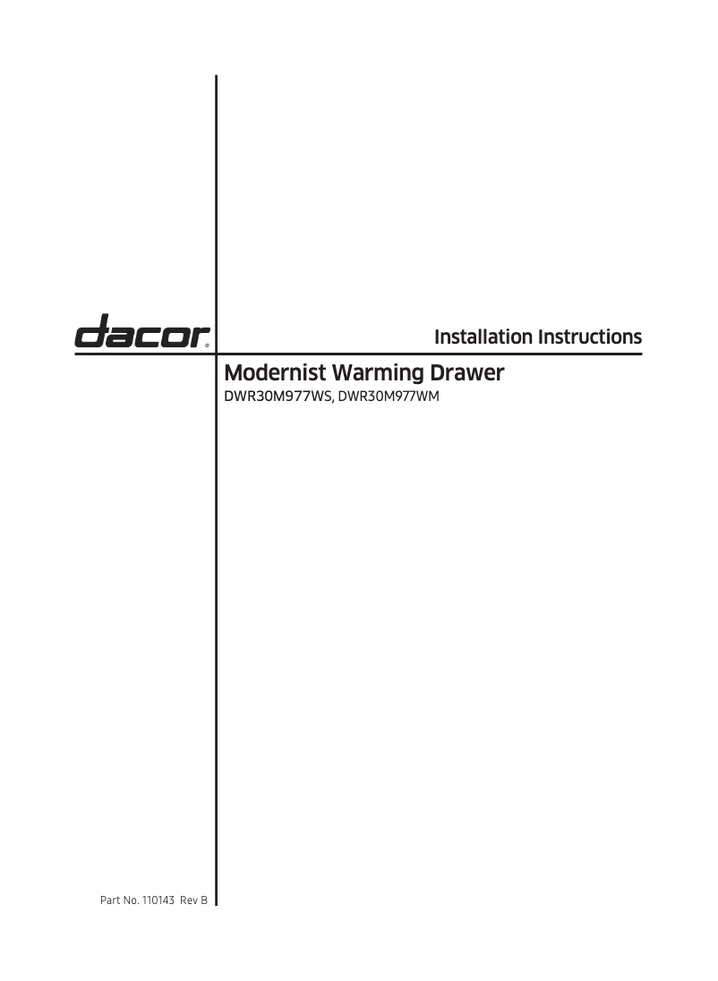 Page n°1 - Guide d'installation Dacor Modernist DWR30M977WM