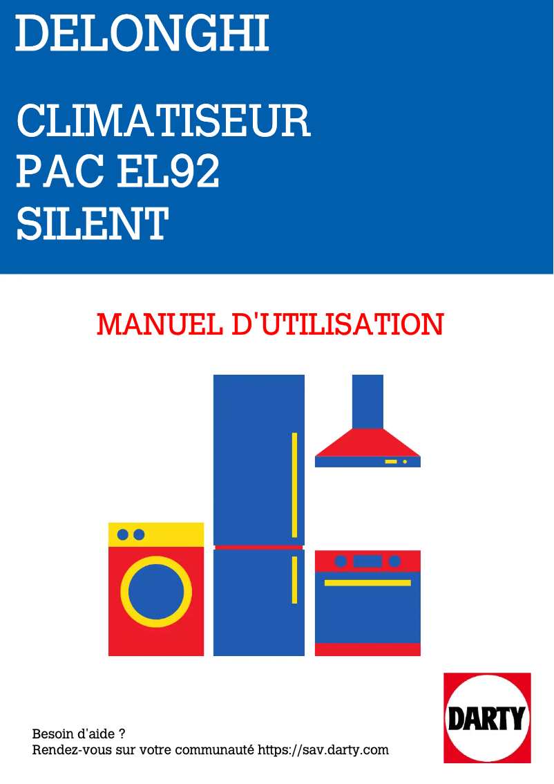 Page 1 de la notice Manuel utilisateur DeLonghi Pinguino PAC EL92 Silent