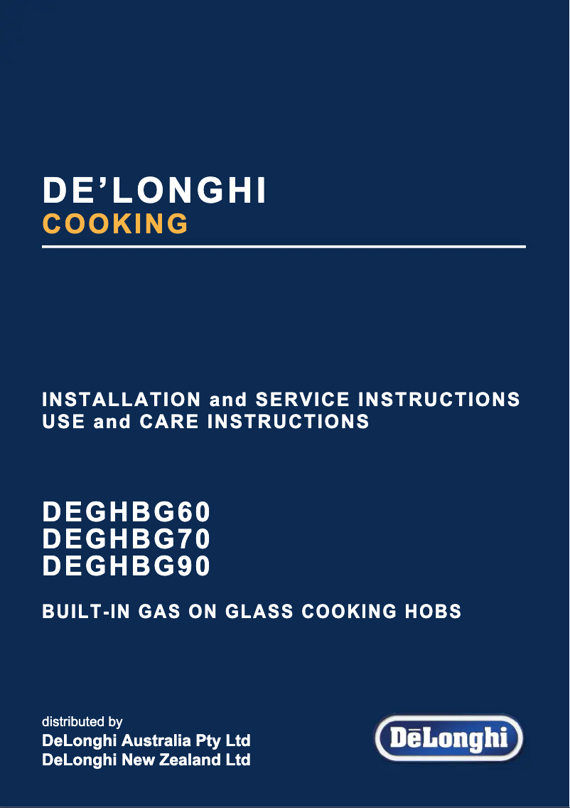 Page n°1 - Manuel utilisateur DeLonghi DEGHBG60