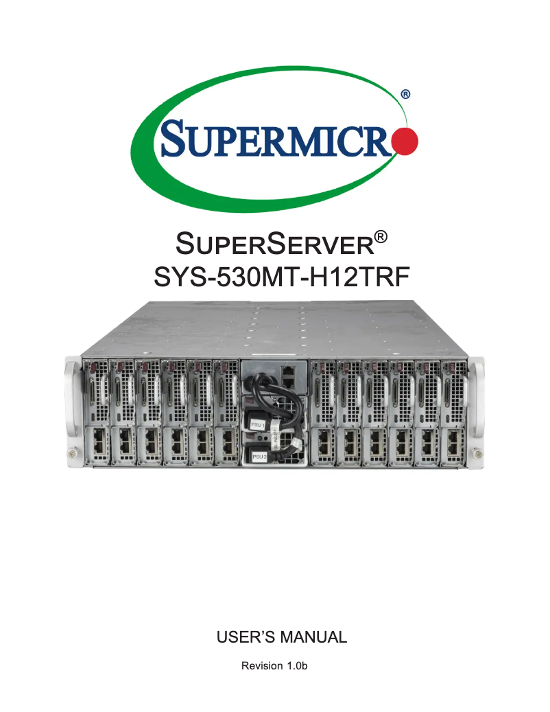Image de la première page du manuel de l'appareil SuperServer SYS-530MT-H12TRF