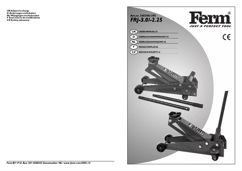 Page 1 de la notice Manuel utilisateur Ferm TJM1014