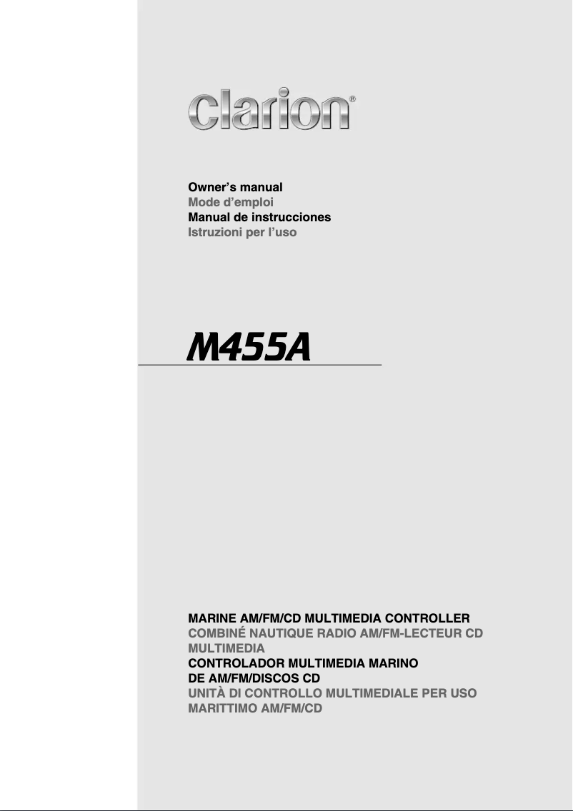 Page 1 of the manual User Manual Clarion M455A