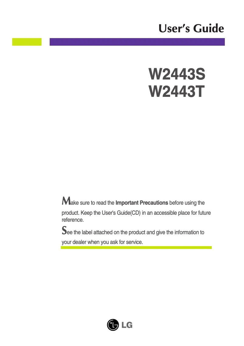Página 1 del manual Manual de usuario LG W2443S