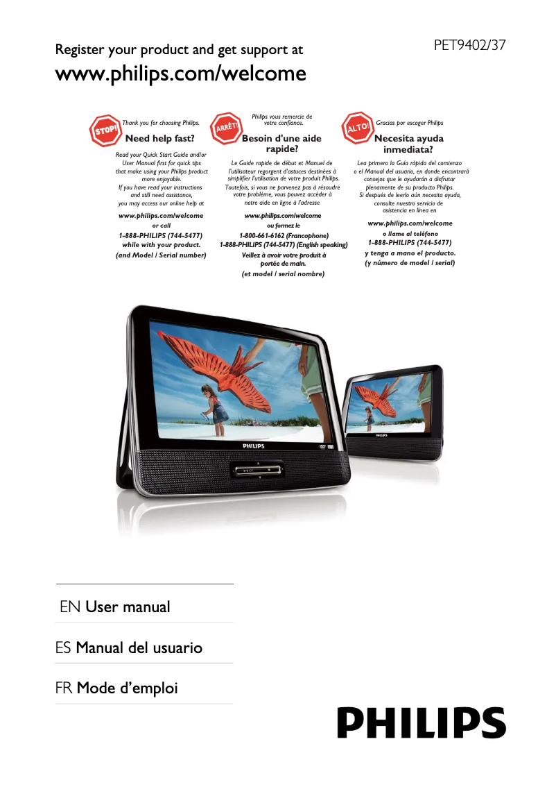 Page 1 of the manual User Manual Philips PET9402