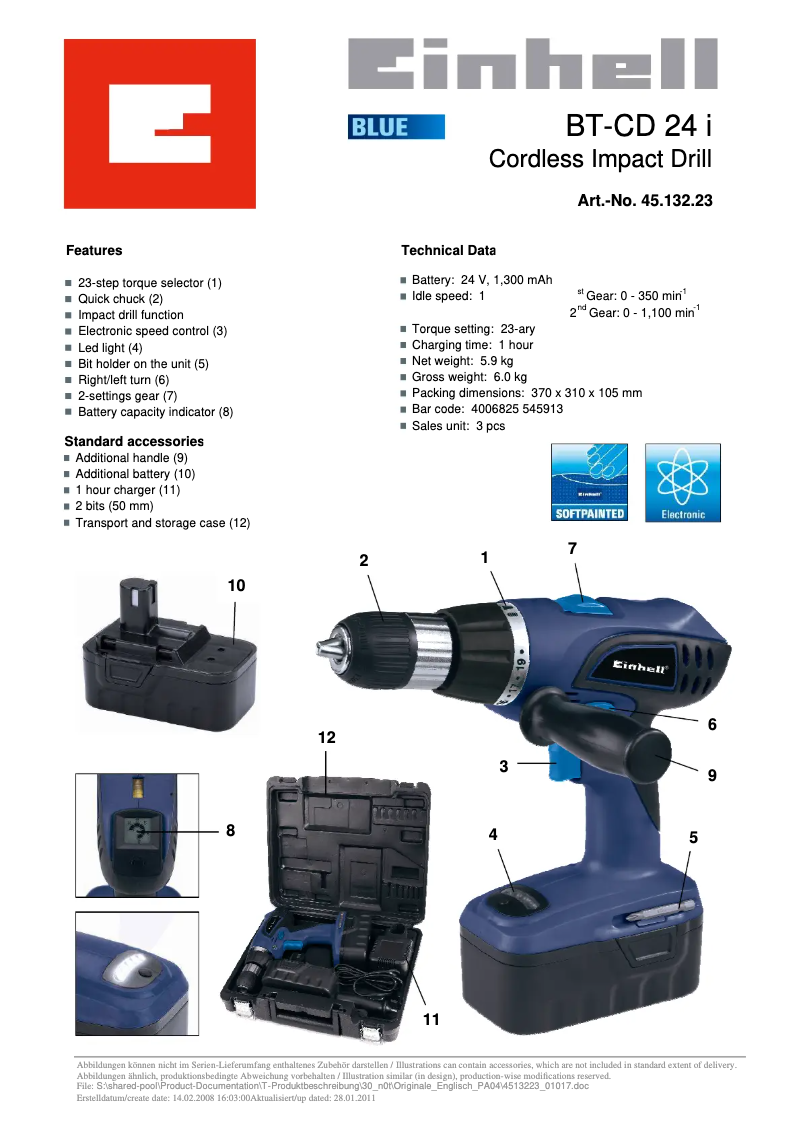 Page n°1 - Manuel utilisateur Einhell BT-CD 24 i