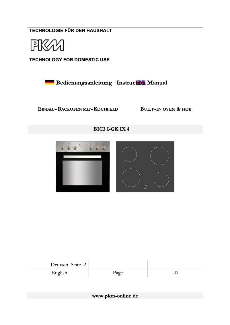Page 1 de la notice Manuel utilisateur PKM BIC3 I-GK IX 4