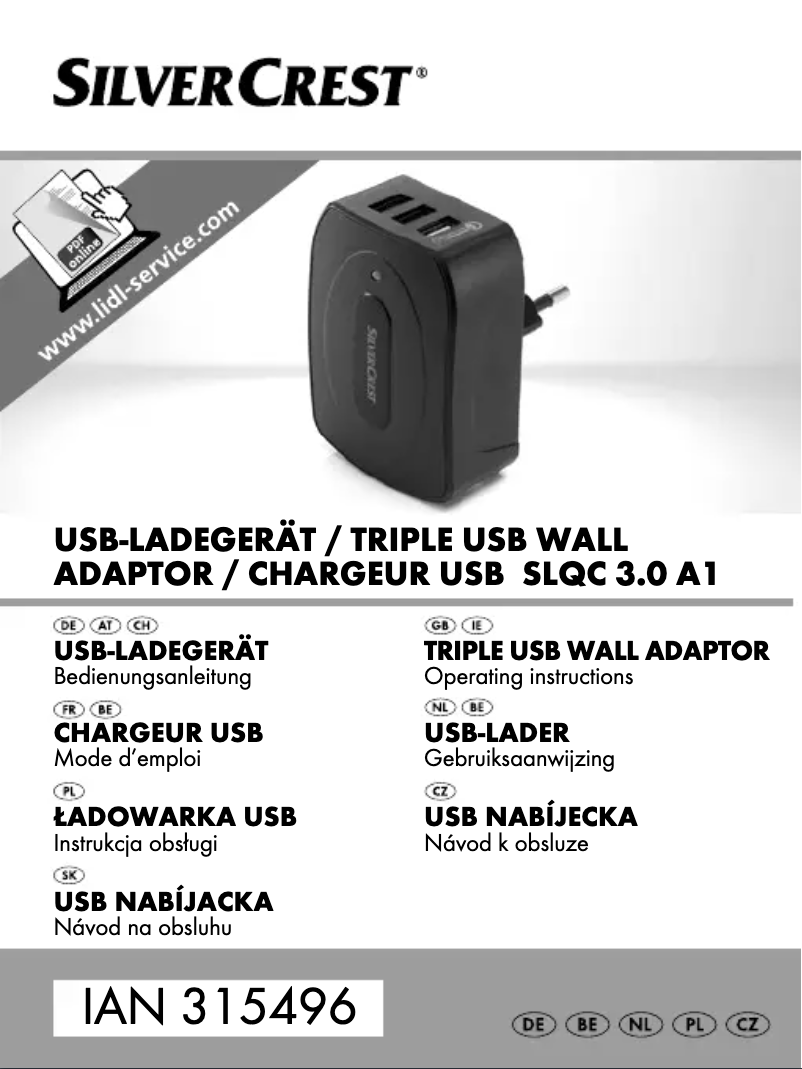 Page 1 de la notice Manuel utilisateur SilverCrest IAN 315496