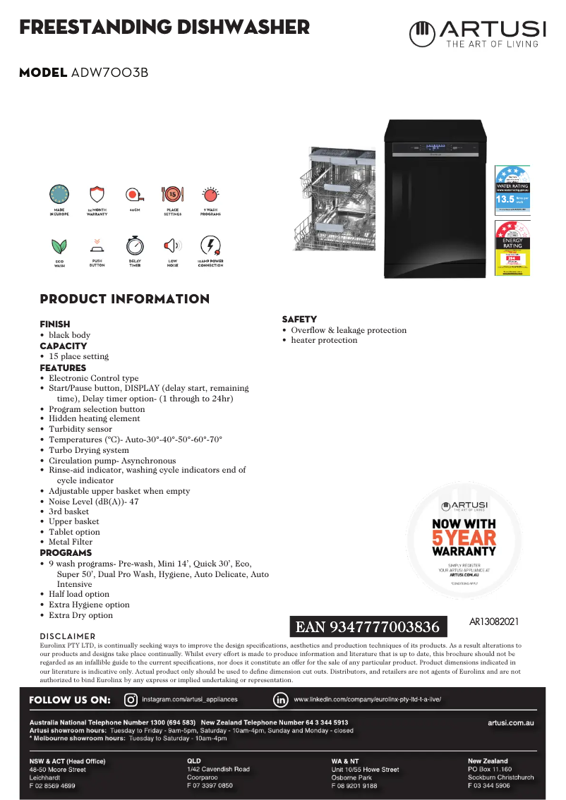 Image de la première page du manuel de l'appareil ADW7003B