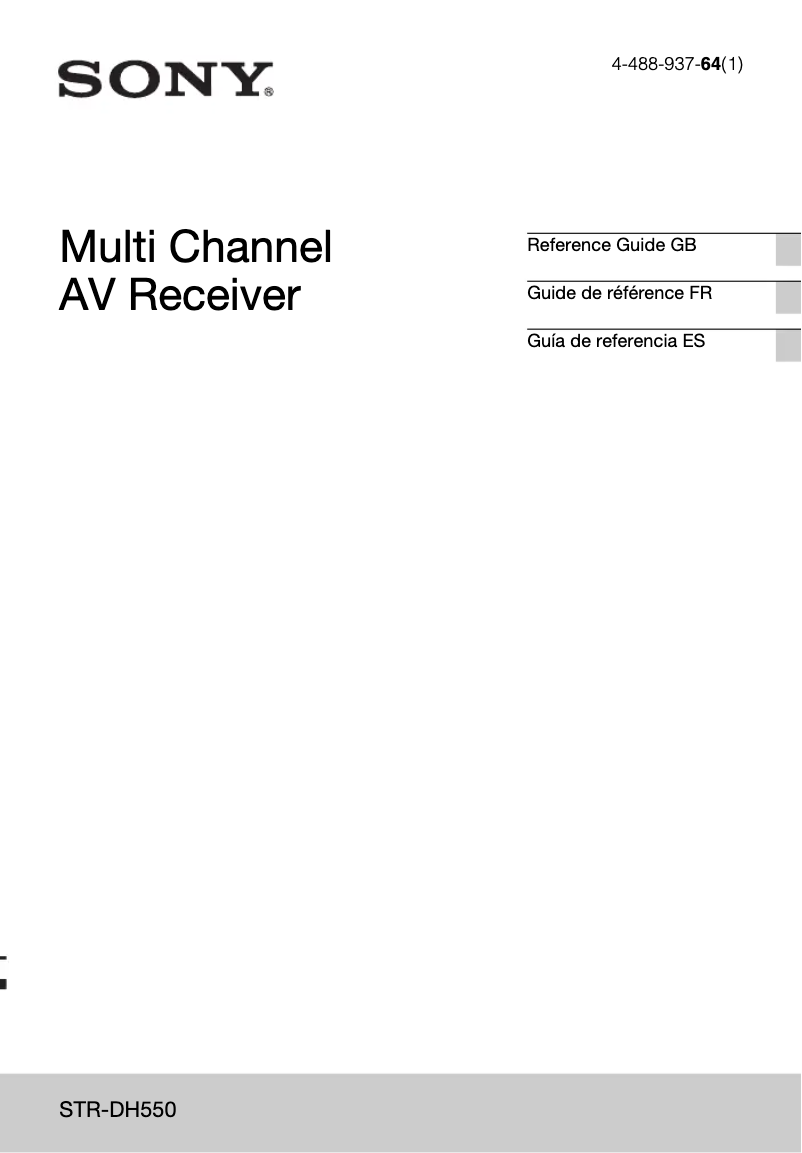 Page 1 de la notice Guide d'installation Sony STR-DH550