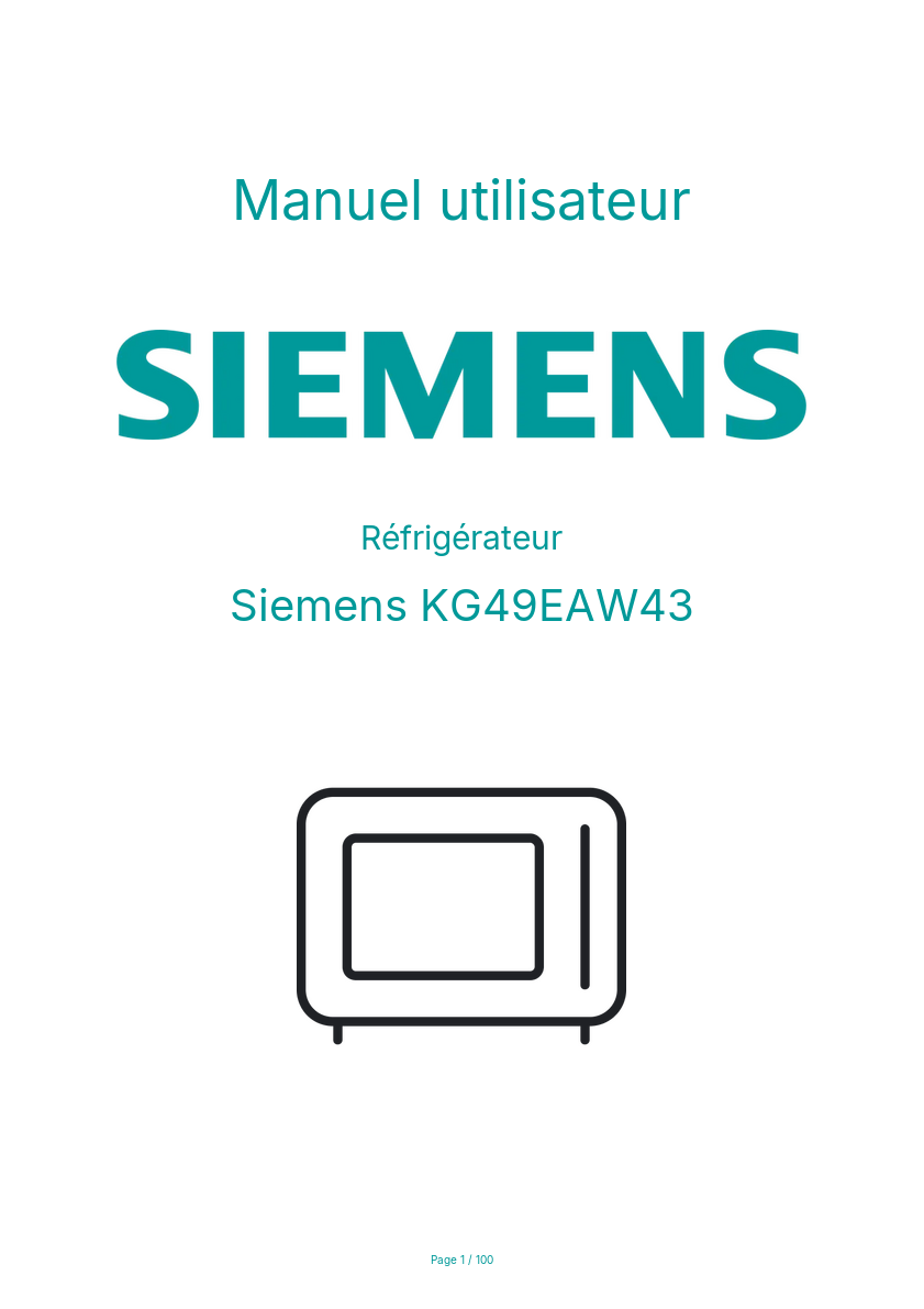 Page n°1 - Manuel utilisateur Siemens KG49EAW43