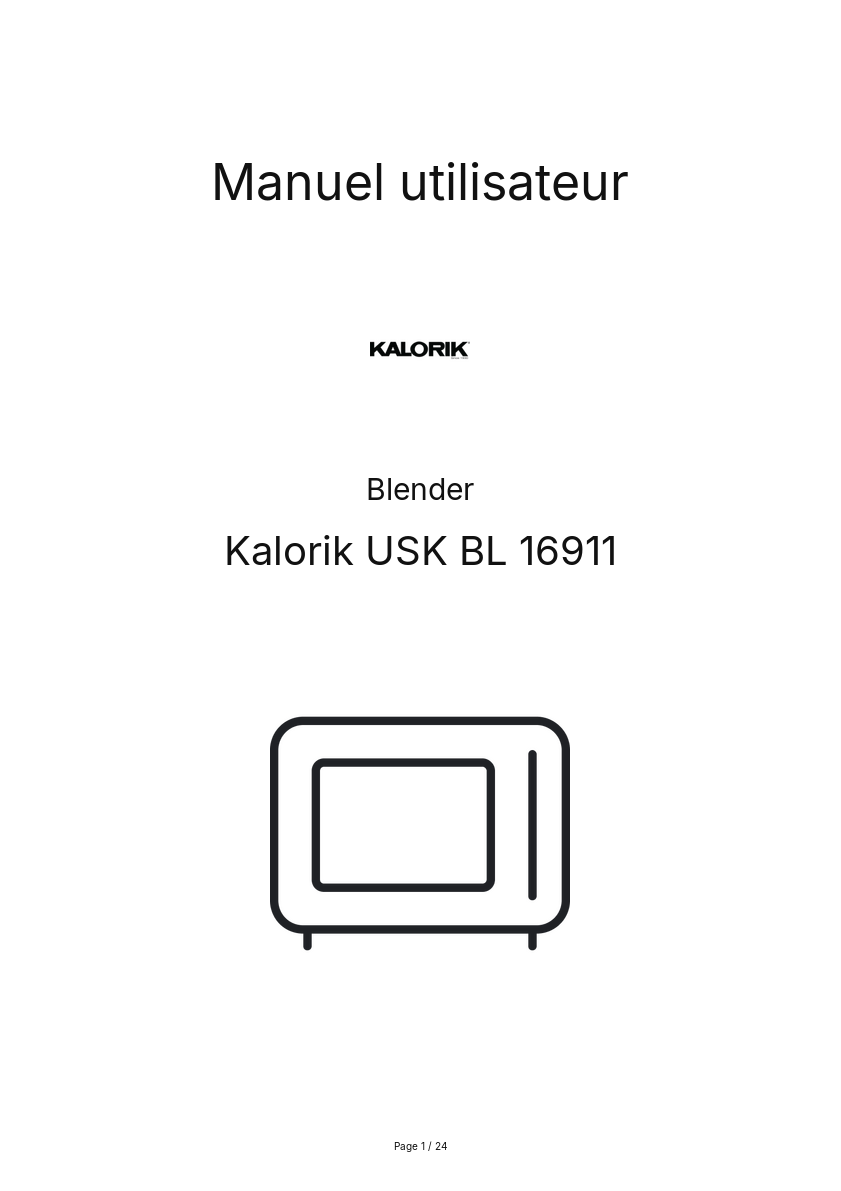 Image de la première page du manuel de l'appareil USK BL 16911