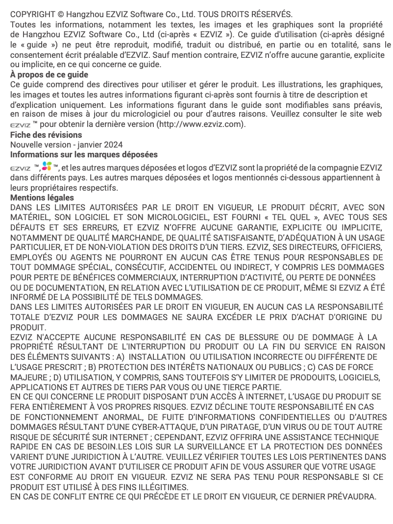 Page 1 de la notice Manuel utilisateur EZVIZ DL03 Pro