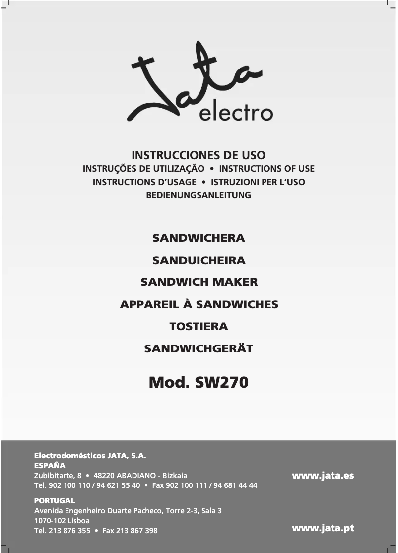 Page n°1 - Manuel utilisateur Jata SW270