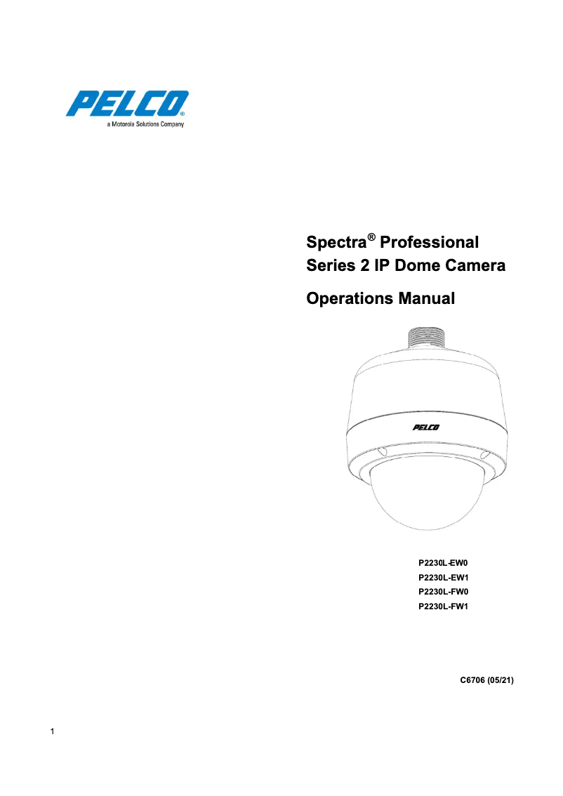 Page 1 de la notice Manuel utilisateur Pelco Spectra Pro P2230L-EW1