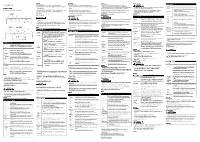 Page 1 de la notice Manuel utilisateur Nedis CLAR007BK