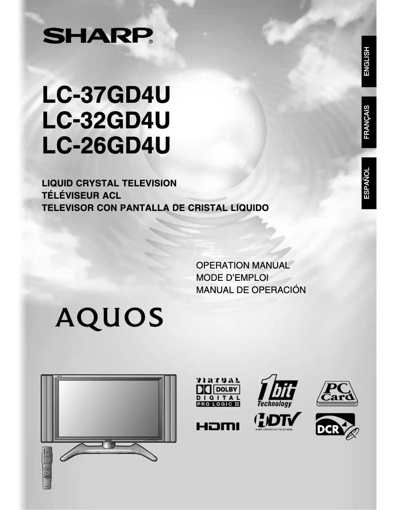 Page 1 de la notice Manuel utilisateur Sharp Aquos LC-26GD4U