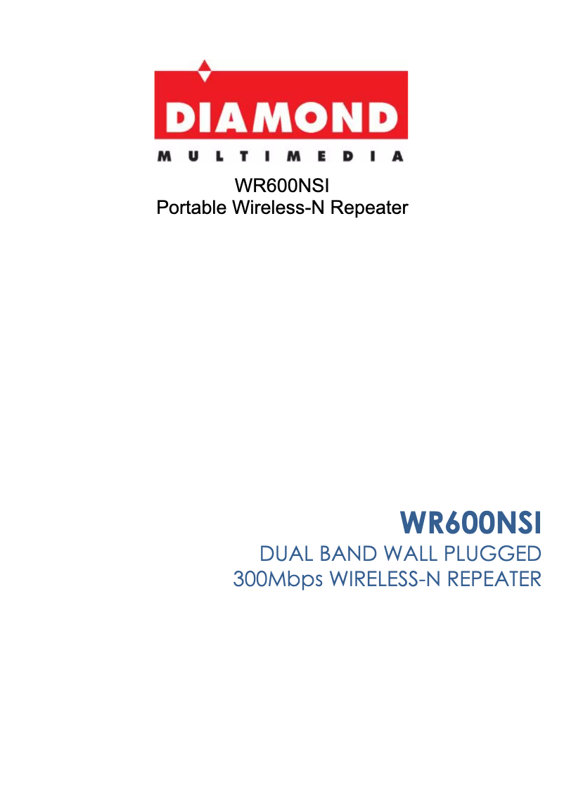 Page n°1 - Manuel utilisateur Diamond WR600NSI