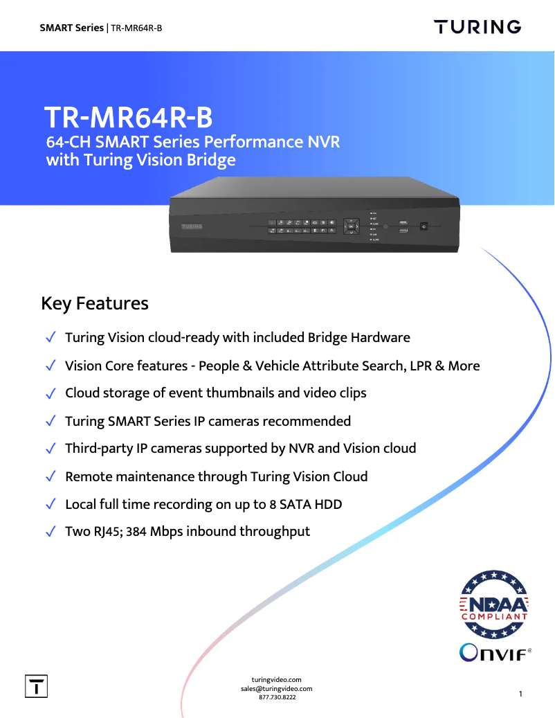 Page 1 de la notice Fiche technique Turing TRMR64RB