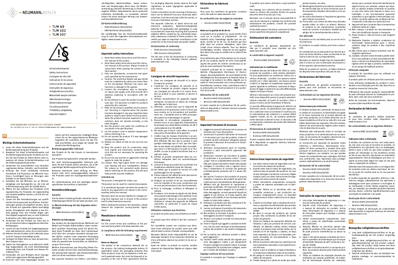 Página 1 del manual Instrucciones de seguridad Neumann TLM 170 R