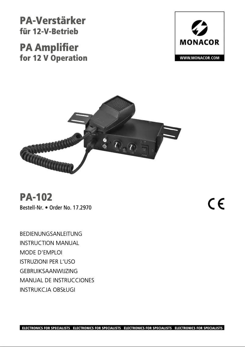 Image de la première page du manuel de l'appareil PA-102