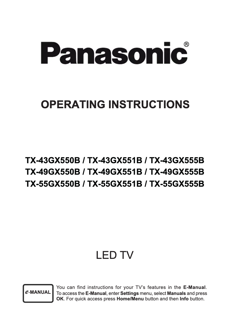 Page 1 de la notice Manuel utilisateur Panasonic TX-55GX551B